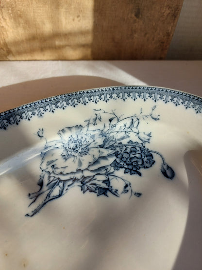 Compotier et plat ovale Terre de Fer « Flore » Vermont Frères circa 1880-1900