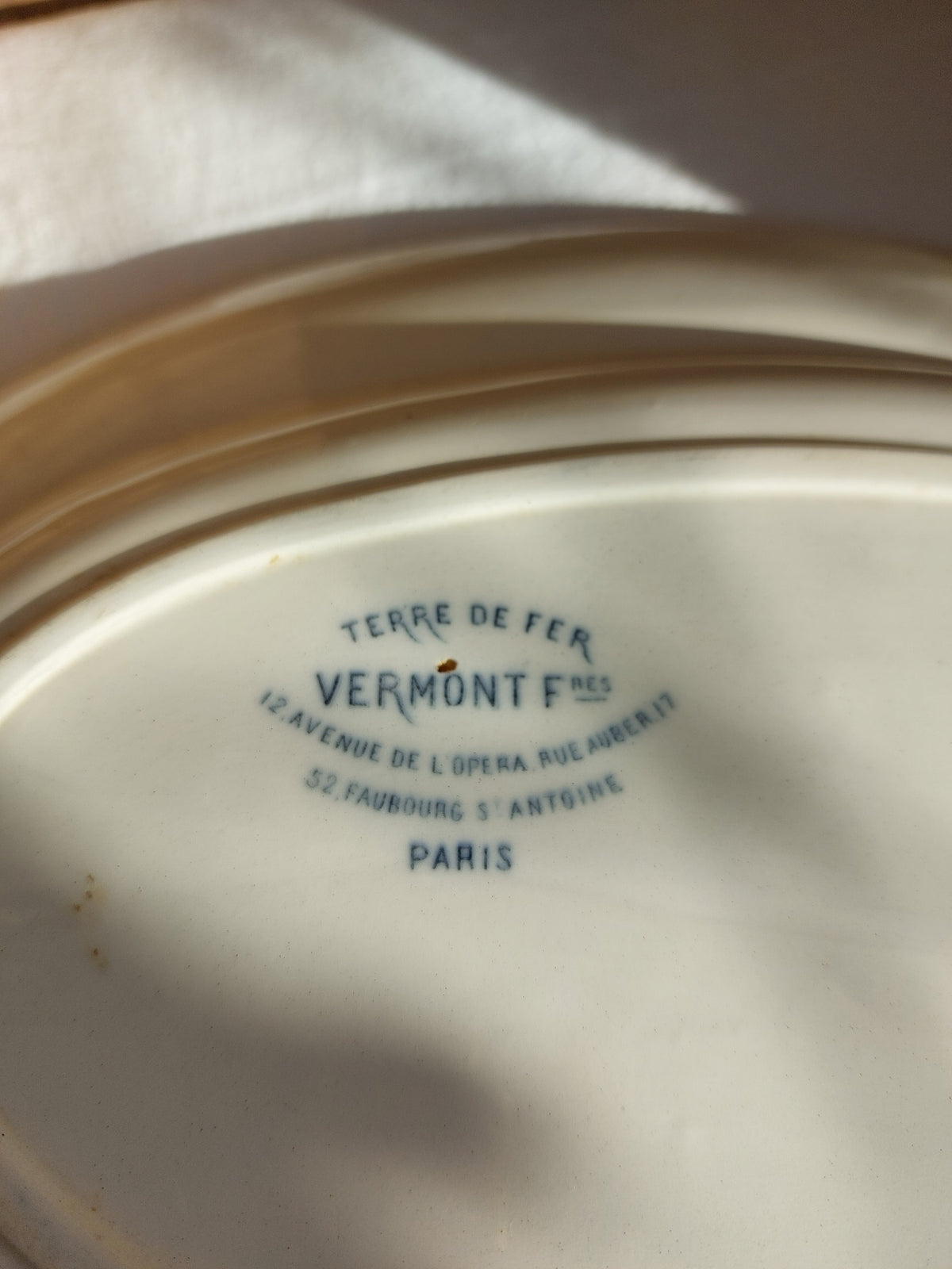 Compotier et plat ovale Terre de Fer « Flore » Vermont Frères circa 1880-1900